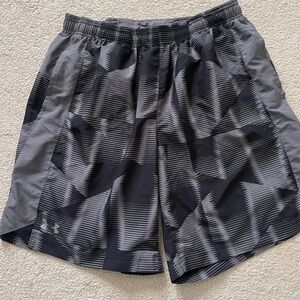 Nike Men’s Black and Gray Athletic Shorts with Camouflage Print Size Large